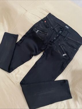 HUDSON Black Women’s Exposed Button Fly Skinny Jeans Sz 25